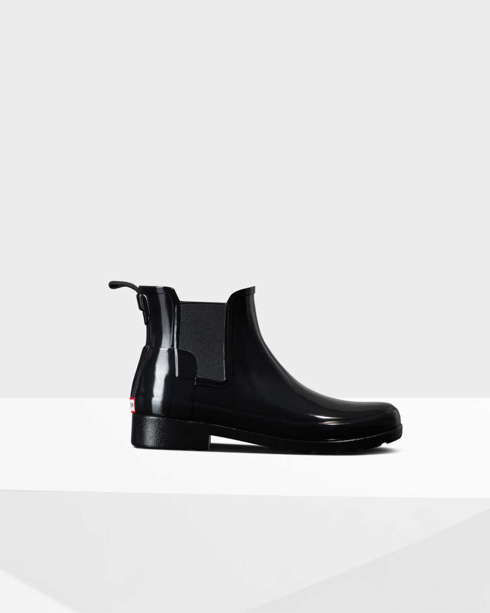 Womens Hunter Refined Gloss Slim Fit Chelsea Boots Black | ABRSDH-516